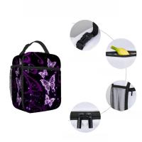 Bolsa De Almuerzo Portátil Para Niños Con Patrón De Mariposa Morada Doble Capa Térmica Reutilizable Bolsa Fría De Almuerzo De Dibujos Animados 2D - details 4