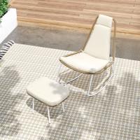 Juego de 2 mecedera. Juego de muebles de Balcón Acero galvanizado, Cuerda Tejida a mano, Con reposapiés, capacidad de carga de 160 kg para las Sillas, adecuado para Terrazas, Jardines y balcones. - details 2