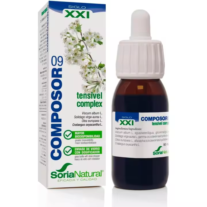 Soria Natural Composor 9 Tensivel Complex - Soporte para Tensión Arterial, Fomenta un Sistema Circulatorio Saludable, Salud Cardiovascular - Equilibrio Natural y Bienestar - Botella de 50ml - 1