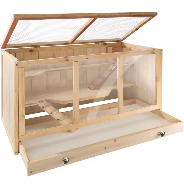 Tectake - Jaula para roedores Goldie | Amplia libertad de movimientos gracias a sus muchos niveles | Niveles conectados por rampas | Rejilla de techo articulada para mayor ventilación - 1