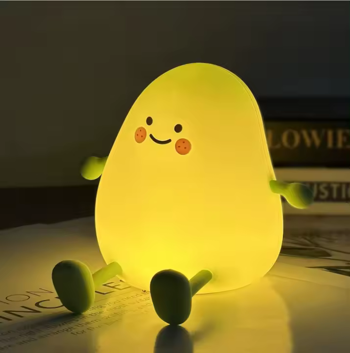 Luz Nocturna De Silicona Mango Con Función De Timer Recargable Por Tipo-C Luz Suave Protección Ocular Regalo De Vacaciones O Cumpleaños Para Niños Y Adultos - 1