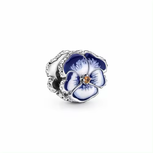 Charm Pandora Flor Pensamiento Azul 790777C02 - 1