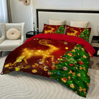 Set De Edredón Y Fundas De Almohada De Navidad Kawaii Con Dibujos De Ciervo Y Viejo 3 Piezas Funda De Edredón Y 2 Fundas De Almohada 100% Poliéster 90gsm - details 12
