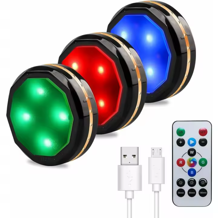 Iluminación LED debajo del gabinete, iluminación de armario recargable inalámbrica con control remoto, iluminación debajo del mostrador, paquete de 3 luces para estantería - 1