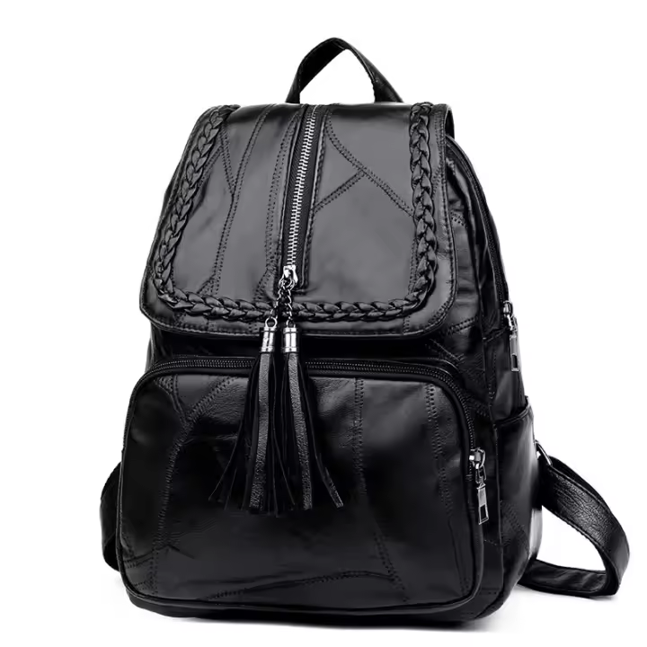Women's Bag, New Soft PU Leather Student Bag, Lady Travel Backpack (Pull Head Direction Random) - 1