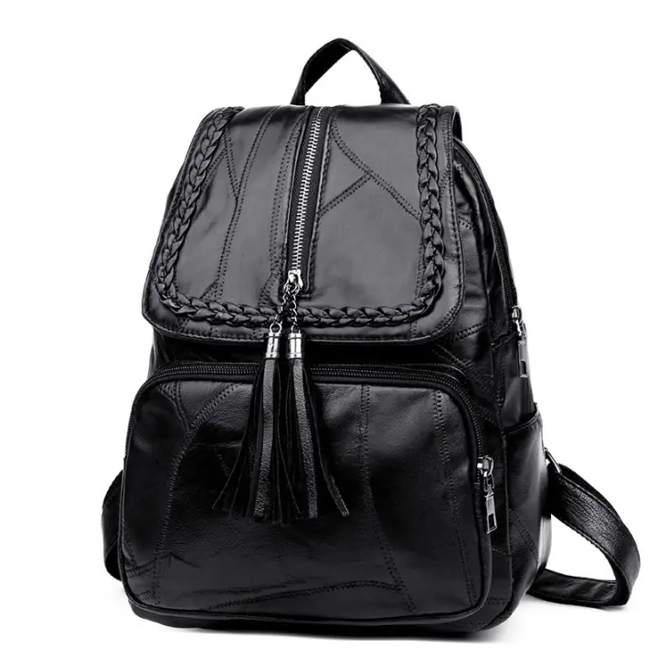 Women's Bag, New Soft PU Leather Student Bag, Lady Travel Backpack (Pull Head Direction Random) - 1