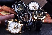 Reloj De Mezclilla Forsining Para Hombre Lujo Automático Mecánico Estilo Casual Mostrador Multifuncional Negro Dorado - details 9