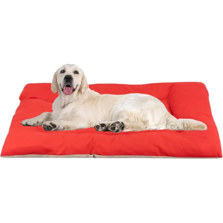 COSHANO Cama para Perros Grandes, Medianos y Pequeños, Cama de Poliéster con Interior con Cómodas Fibras de Algodón (Rojo, 90x70x10cm) - 1