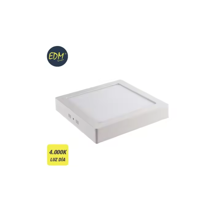 Downlight led superficie cuadrado 20w 1500lm 4000k luz día blanco 22x22x3.5cm EDM - 1