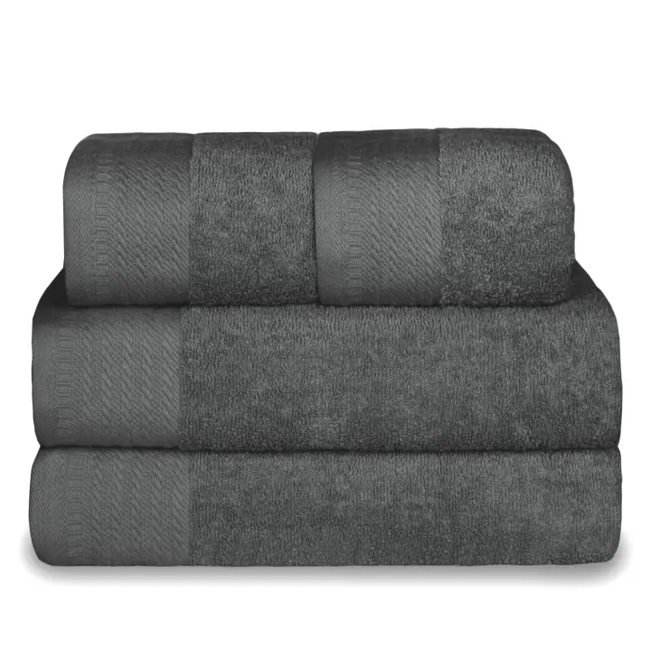 Juego de Toallas 2Baño+2Mano de 500 gsm 100% Algodón. Palck de 4 unidades. Ideal para baño, Casa, Hotel, Piscina, Toalla para Playa. Resistentes, Suaves y Absorbentes. - 1