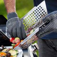 Cesta De Asado LMETJMA Para Vegetales Acero Inoxidable Gran Cesta De BBQ Para Barbacoa En Carbón Y Gas JT58 Resistente Al Calor Y Fácil De Limpiar - details 4