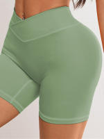 Shorts De Yoga Para Mujer Con Cintura Cruzada V 3.5 Shorts De Entrenamiento Fitness Deportivos Sin Bolsillos Regular Nylon Spandex - details 14