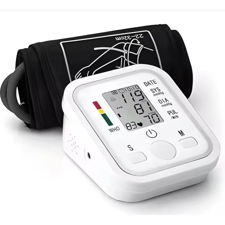 Versión audio Español, Tensiómetro de Brazo digital, Medsión precise de la presión arterial y El Pulso, Detector Electrónico de frecuencia cardíaca con brazalete 22-36cm,2X99 Memory Ajustado para uso doméstico, pantalla LCD grande, M2 Tec - 1