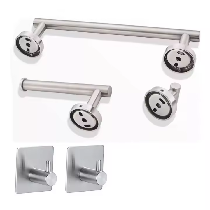Juego de accesorios de Baño de 5 piezas, soporte de Papel, Regalo adhesivo, juego de baño multimtifción Plisado W - 1