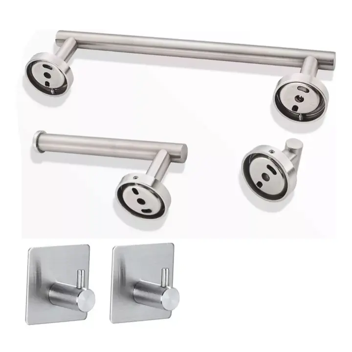 Juego de accesorios de Baño de 5 piezas, soporte de Papel, Regalo adhesivo, juego de baño multimtifción Plisado W - 1