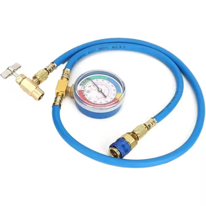 Suplemento para aire acondicionado de automóvil r134 - Manguera suplementaria R134A - Se puede tomar refrigerante para el medidor - Manguera suplementaria Manguera suplementaria - Manguera de cobre de llenado en U con manómetro - 1