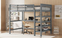 Cama Elevada Infantil 140x200-Robusta Estructura with Caja de Almacenaje Integral y Escribano Bajo Cama - Diseño Moderno en Gris Sin Colchón - details 3