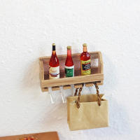 Estante De Vino De Miniatura Para Casa De Muñecas Decoración De Hogar Hecho De Madera Propiedades De Escena Montado En La Pared - details 5