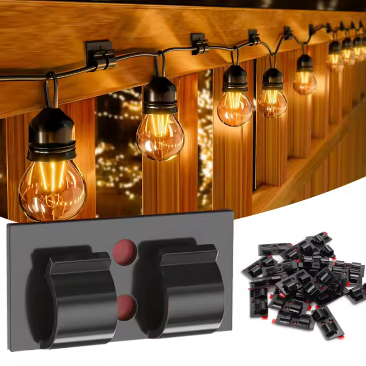 50/200Pcs Clips Para Luces De Cadena Al Aire Libre Gancho De Soporte Para Cable Fuerte Y Duradero Accesorios De Colgador De Cuerda Para Decoración Navideña - 1