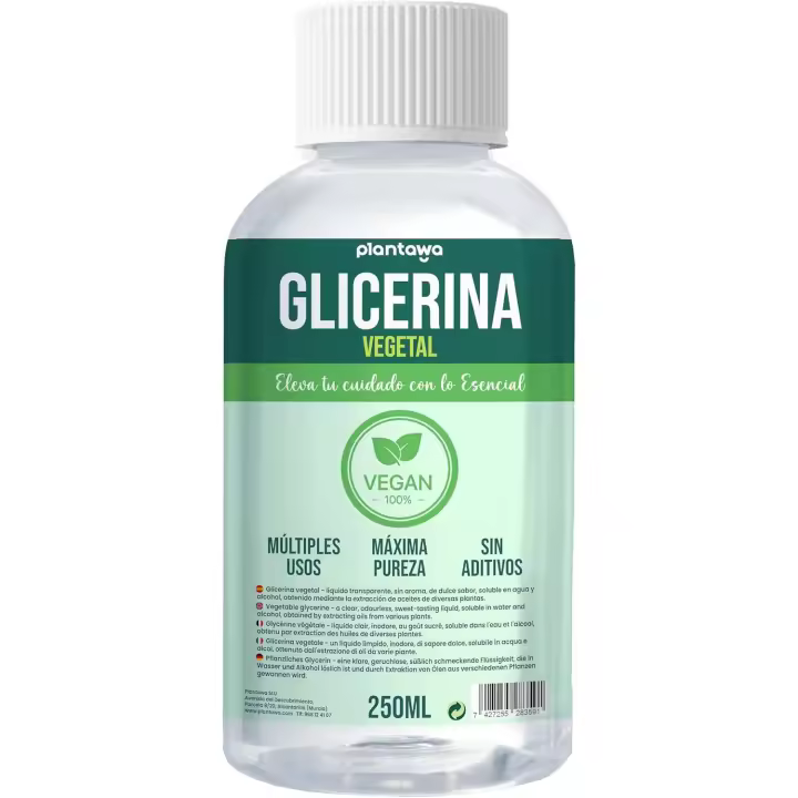 Plantawa Glicerina Vegetal Liquida 250ml, Alta Pureza, Hidratante y Humectante Natural Cabello y Piel,Sin Fragancia Ideal Jabones,Champús,Cremas,Grado Farmacéutico USP - 1
