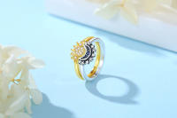 Anillo De Plata Original Para Mujer Con Estrellas Luna Sol Cristal Oro Pila De Anillos De Boda Aniversario Regalo Joyería - details 0