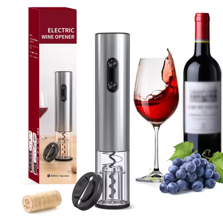 Kit Eléctrico para Abrir Botellas de Vino Kolitong (Caja Regalo Elegante) | Abridor Un Toque + 6 Piezas de Utensilios de Vino | Base Portátil · Inoxidable Profesional · Ideal para Hogar y Fiestas KB1-602302AL - 1