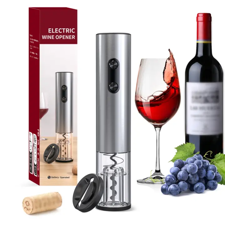 Kit Eléctrico para Abrir Botellas de Vino Kolitong (Caja Regalo Elegante) | Abridor Un Toque + 6 Piezas de Utensilios de Vino | Base Portátil · Inoxidable Profesional · Ideal para Hogar y Fiestas KB1-602302AL - 1