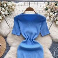 Vestido Bodycon Elegante De Encaje Frontal REALEFT Para Mujer Verano 2024 Nuevo Estilo Vintage Slim V-Neck Longuerza Mini - details 19