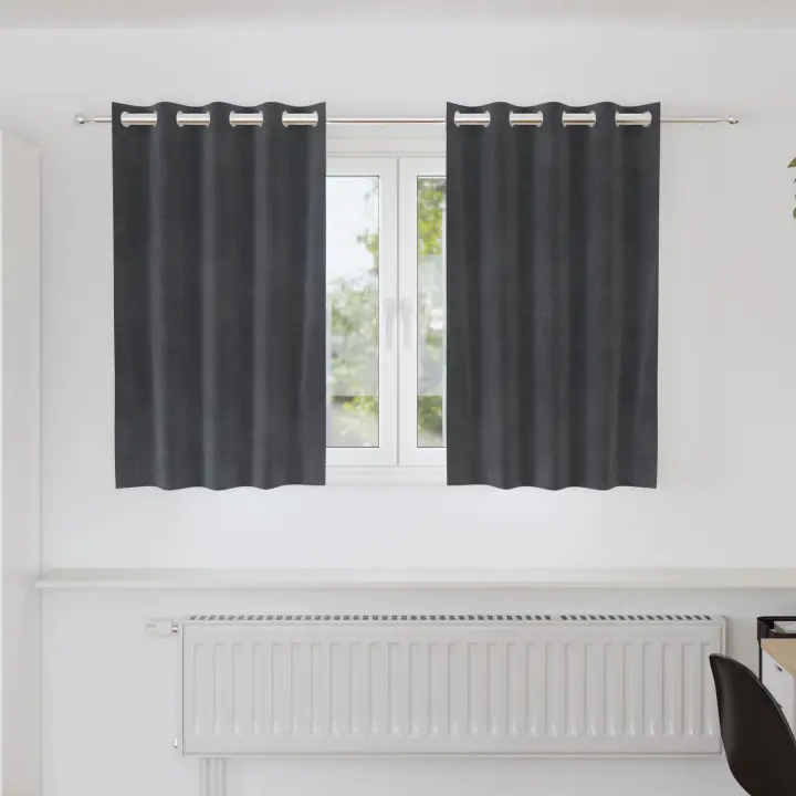 Cortinas Blackout con Ojales 2 pcs de Terciopelo Gris Claro - 1