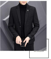 Traje Casual Grueso Para Hombre Estilo Coreano De Moda Abrigo Occidental Slim Ajustado Traje De Otoño E Invierno Con Cierre Simple - details 8