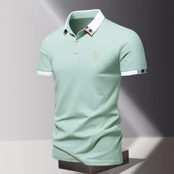 Camisa de Polo Casual Para Hombres Verano 2024 Algodón Puro Manga Short Cuello Redondo Botas Transpirables Top Masculino - 1