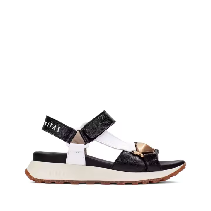 HISPANITAS  SANDALIA PIEL BLACK WHITE - 1