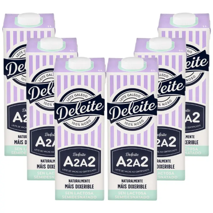 Pack 24ud Leche Semidesnatada Sin Lactosa DELEITE 1L (4 packs de 6 bricks de 1L) - 1