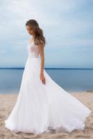 Women's Lace Chiffon Dress Prom White Evening Gown Split Maxi Dress - details 2