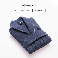 Scalpers Home Albornoz de Algodón 100% - 360GSM Gris con Ribetes Azules - Elegante y Sofisticado - details 16