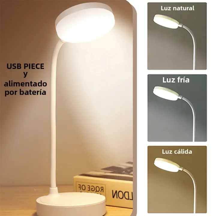 Lámpara De Mesa LED Recargable Por USB Con 3 Niveles De Iluminación Ajustable Portátil Táctil Luz Nocturna Protección Ocular Para Dormitorio Lámpara De Borde - 1