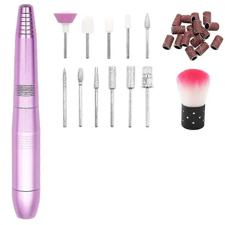 Electric Nail Drill Machine Kit, Portable Electric Nail File Set For Acrylic Gel Nails, Manicure Pedicure Tool With Nail Drill Bits Sanding Bands Dus - 1