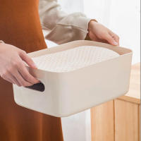 Cesta De Almacenamiento Rectangular Tres Tamaños Caja De Almacenamiento Portátil Adecuada Para Cocina Dormitorio Oficina Material Ecológico Plástico PP - details 4