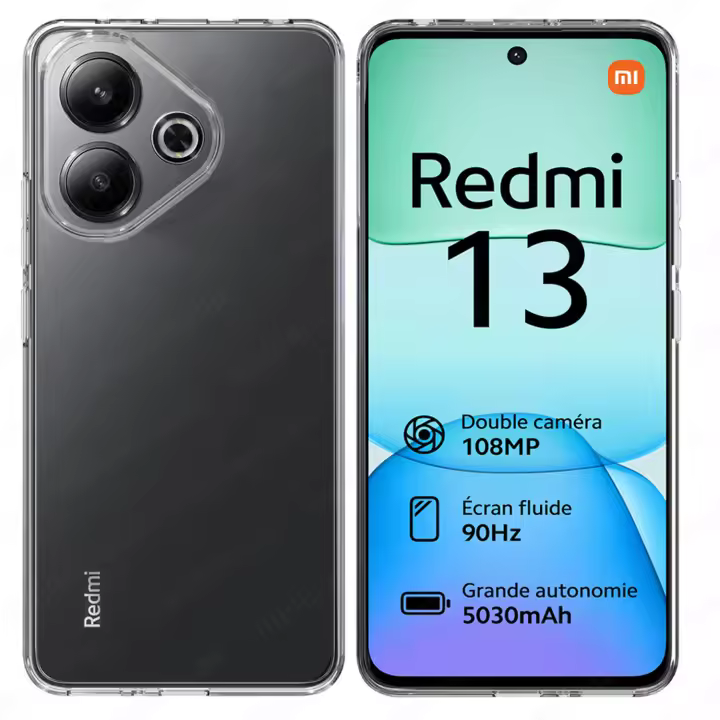 Funda + Protector Cristal Templado Opcional Para XIAOMI REDMI 13 Carcasa Forro Protector, Gel TPU Silicona Suave Flexible Mate, Color Negro, Ajuste Perfecto, Acceso Conectores Carga Auriculares, Meloenvias mle18 - 1