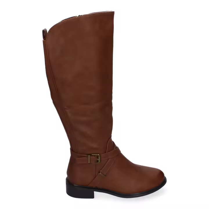 PuntoSalao Botas altas marrones tacón bajo elástica cómodas para mujer 2415 - 1
