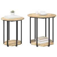 Mesa auxiliar vidaXL de 2 piezas de madera de roble Sonoma y metal - details 2