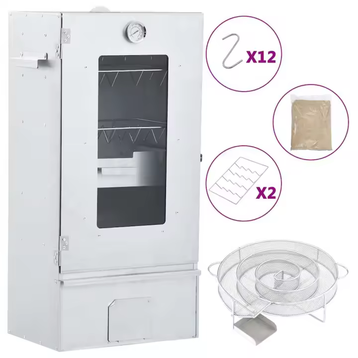 vidaXL Horno ahumador de BBQ con generador humo frío acero galvanizado - 1