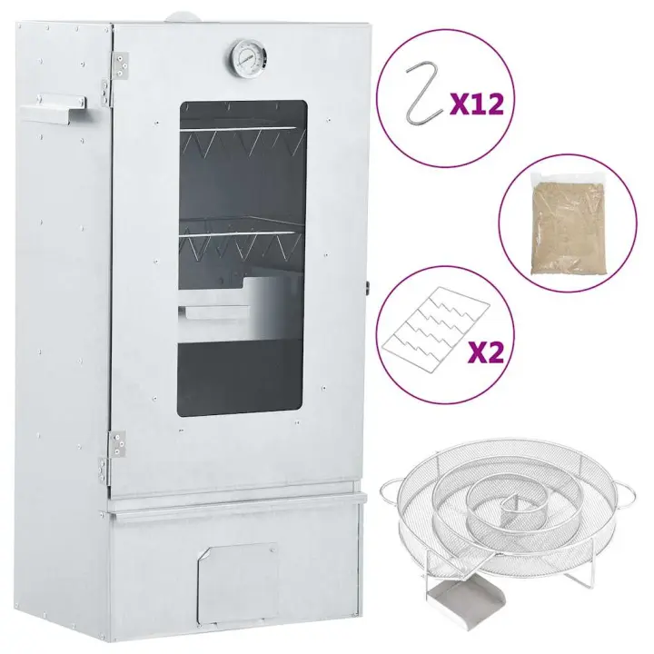vidaXL Horno ahumador de BBQ con generador humo frío acero galvanizado - 1