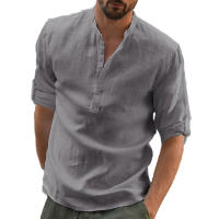 Camisa Casual Para Hombre Algodón Y Lino Suelta Manga Larga Primavera Otoño Camisa Elegante Cómoda Para Diario - details 2