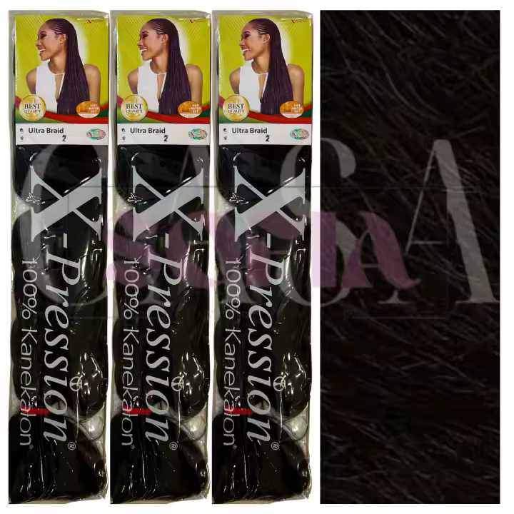 CasaSofia- X-PRESSION Kanekalon. X-pression Ultra Braid 100% Kanekalon - (3 paquetes) - DISPONIBLE EN 34 COLORES - Extensión de pelo para hacer trenzas 208 cm, 165 g por paquete - Cabello sintetico 100% fibra sintetica - Fibra trenzada extragrande - 1