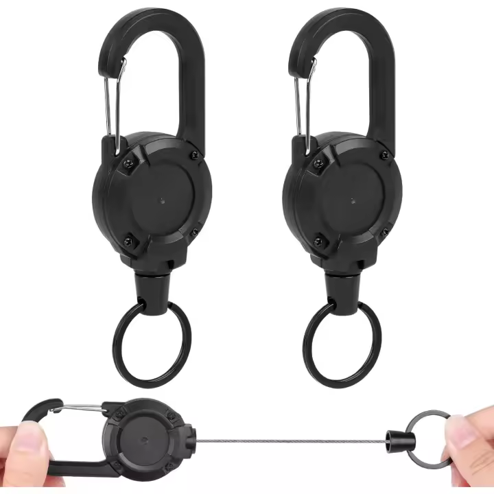 2 piezas de soporte de credencial retrácthil, Carrete de credencial de Identificación retrácthil, clips de Carrete de alta resistencia, Carrete de credencial retráctiles - 1