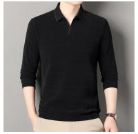 Camisa Polo De Lana De Color Sólido Para Hombre Primavera Otoño Cuello En Escalera De Lujo Calidad Diseño Casual Top De Manga Larga - details 14
