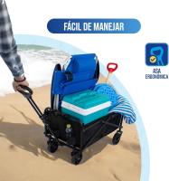 Carro Plegable Playa con Ruedas - Carrito Plegable con 4 Ruedas - Ligero y Resistente, Soporta hasta 50 kg - Ideal para Playa, Camping y Jardín - Diseño Compacto y Fácil de Transportar - details 1