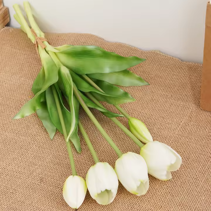 Bouquet De Tulipes Artificiales De Silicona De Alta Calidad Para Decoración De Hogar Y Bodas Toque Realista Flor De Interior Para Sala De Estar - 1