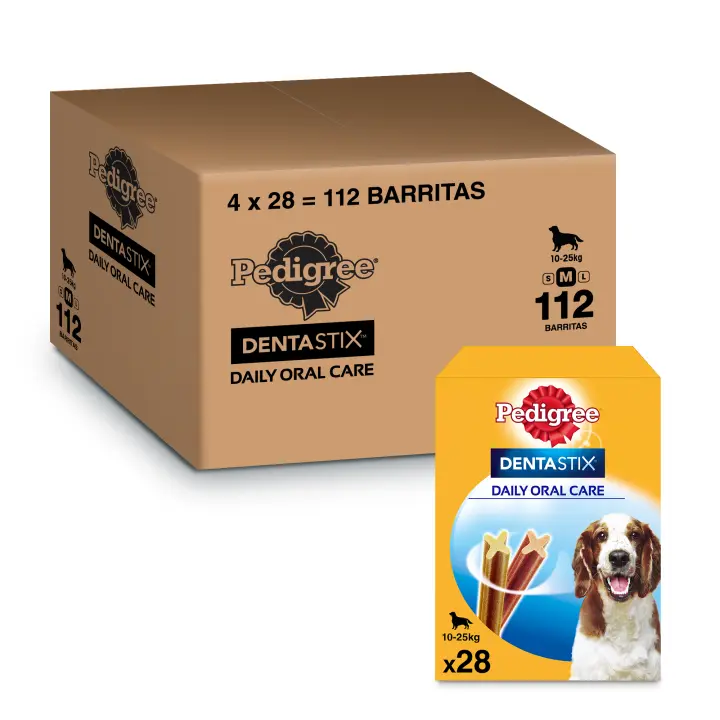 Pedigree Dentastix Snack Dental para la Higiene Oral de Perros Medianos (4 paquetes de 28ud) - 1